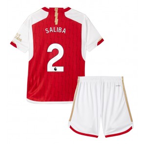 Arsenal William Saliba #2 Hemmaställ Barn 2023-24 Kortärmad (+ Korta byxor)
